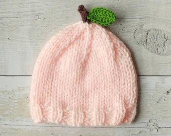 Peach Girl Hat Newborn Hat 0-3 Month Beanie Shower Gift Baby Hat Hand Knit Hat