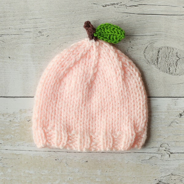 Peach Girl Hat Newborn Hat 0-3 Month Beanie Shower Gift Baby Hat Hand Knit Hat