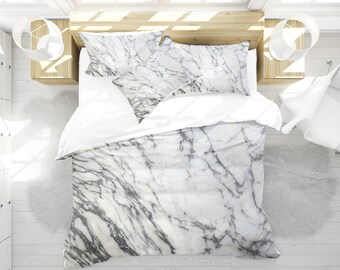 Marble Bedding Set White Bedding Marble Duvet Cover Etsy - roblox bedding set queen