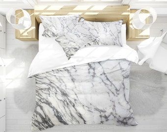 Marble Bedding Set White Bedding Marble Duvet Cover Etsy - roblox bedding set queen