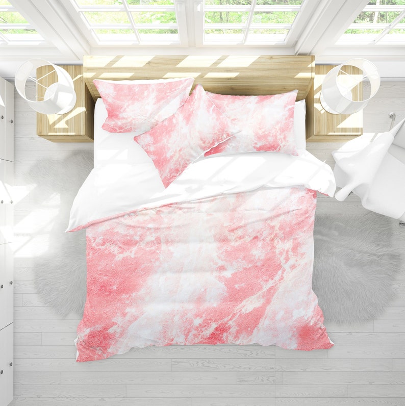 Pink Marble bedding set marble bedding pink marble Etsy