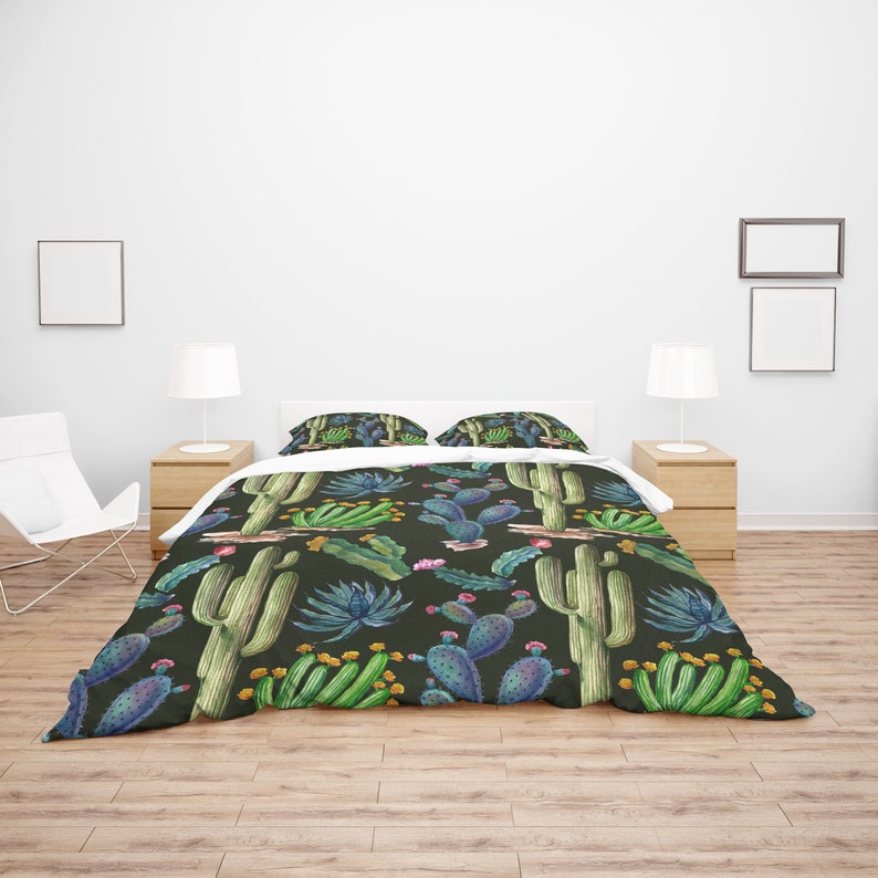 Cactus bedding set White Bedding Cactus duvet cover Etsy