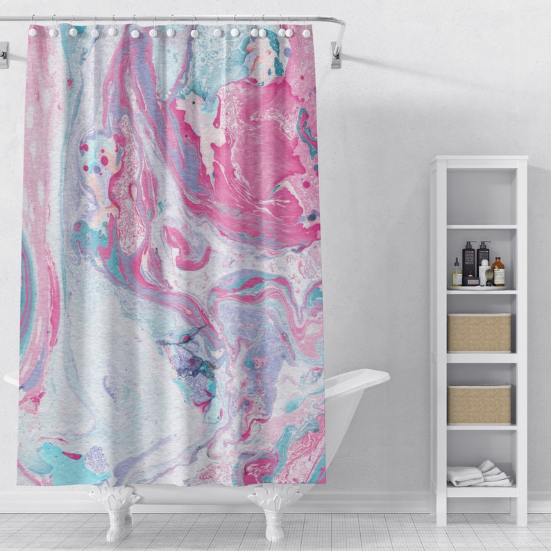 Pink Marble Shower Curtain Bathroom Decor Home Modern