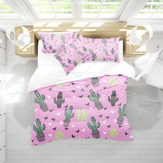 Cactus bedding set White Bedding Cactus duvet cover Etsy
