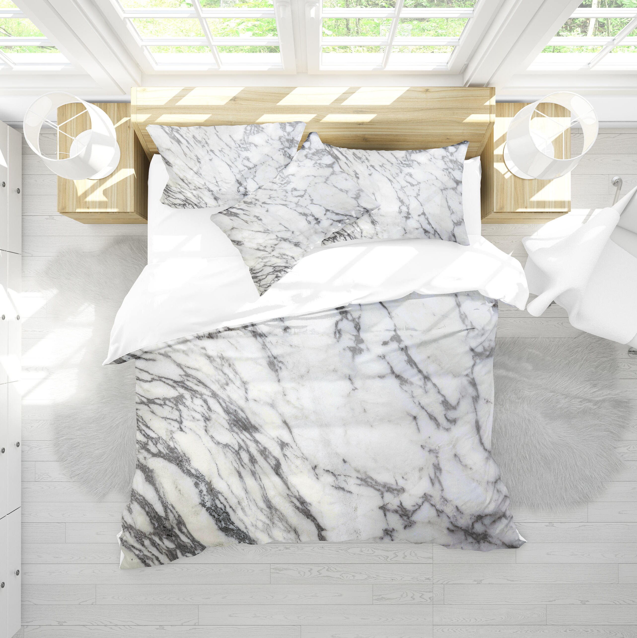 Marble White Duvet Cover Marble Duvet Bedding Dorm Etsy