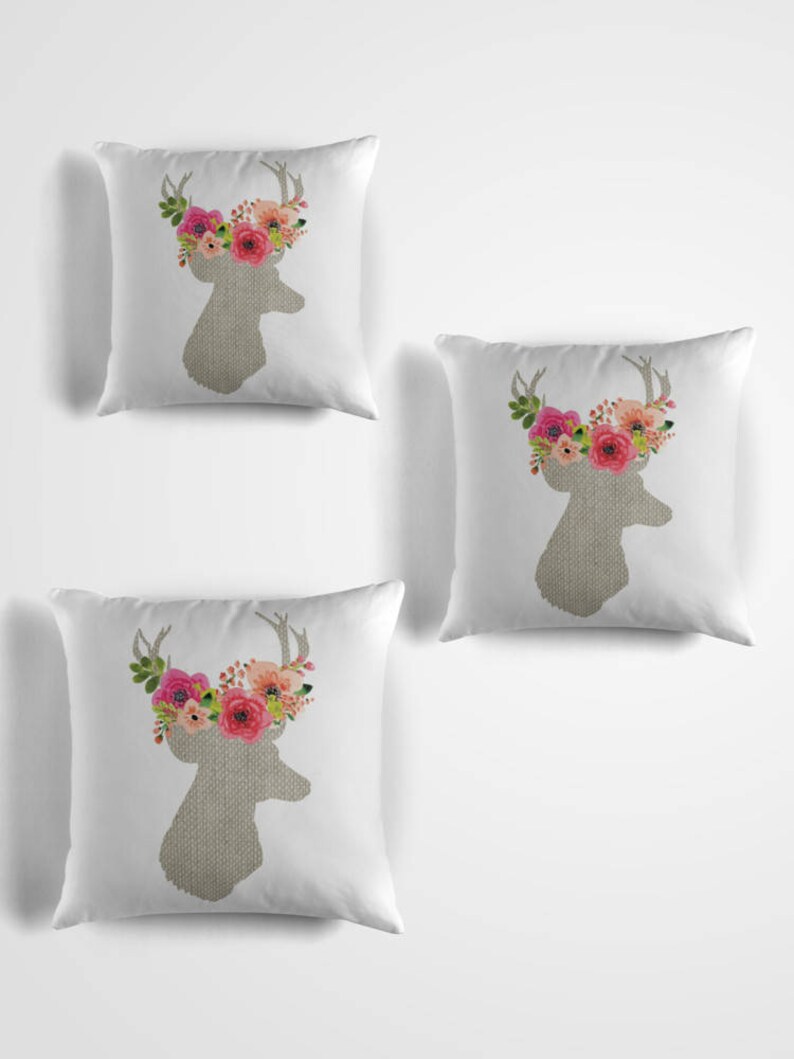 Throw Pillow Deer Pillow Decorative Pillow Deer Decor Etsy