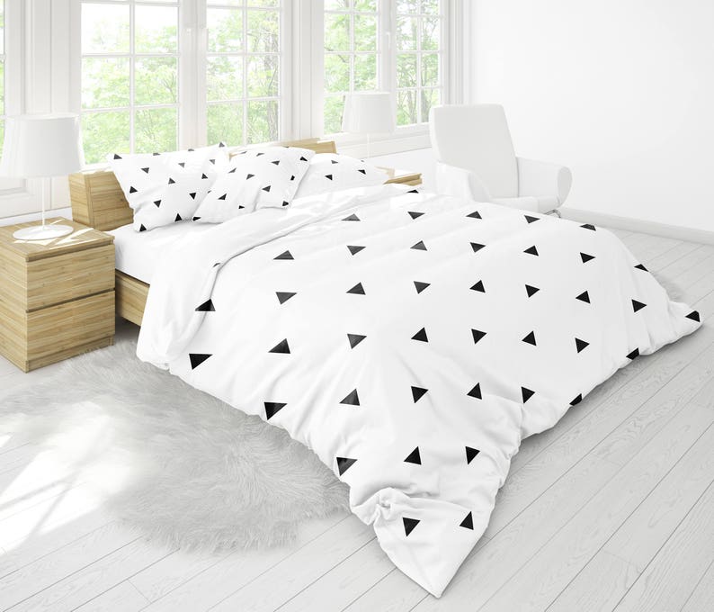 Black Triangles Duvet Cover duvet cover black and white Etsy
