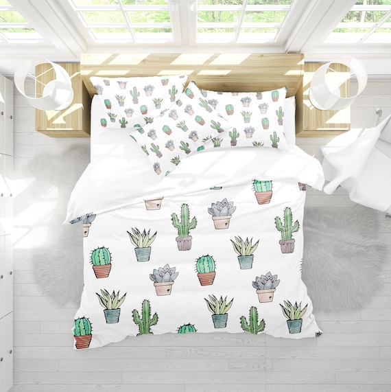 cactus cactus bedding succulent | Etsy Cactus Succulent Duvet Cover Bedding