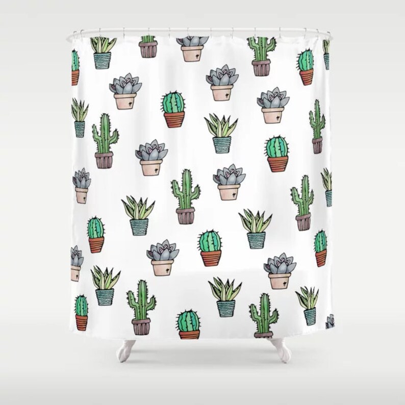 Cactus shower curtain cactus curtain cactus shower Etsy