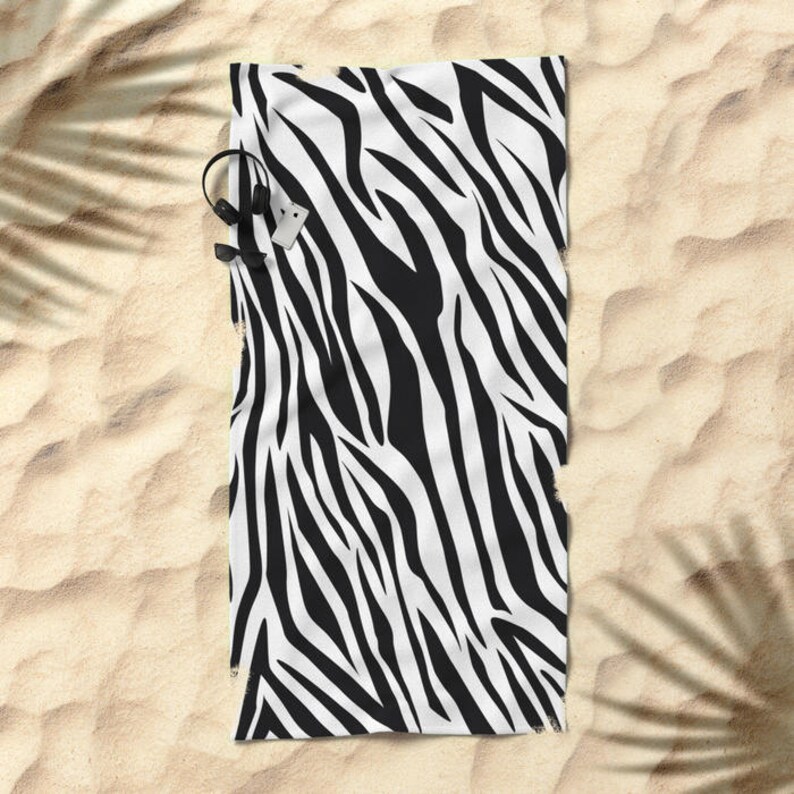 Black and White Zebra Beach Towel Bath Towel Pool Towel Etsy