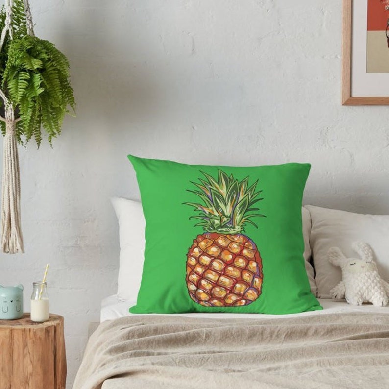 Pineapple Green Throw Pillow Decorative Throw Pillows Etsy
