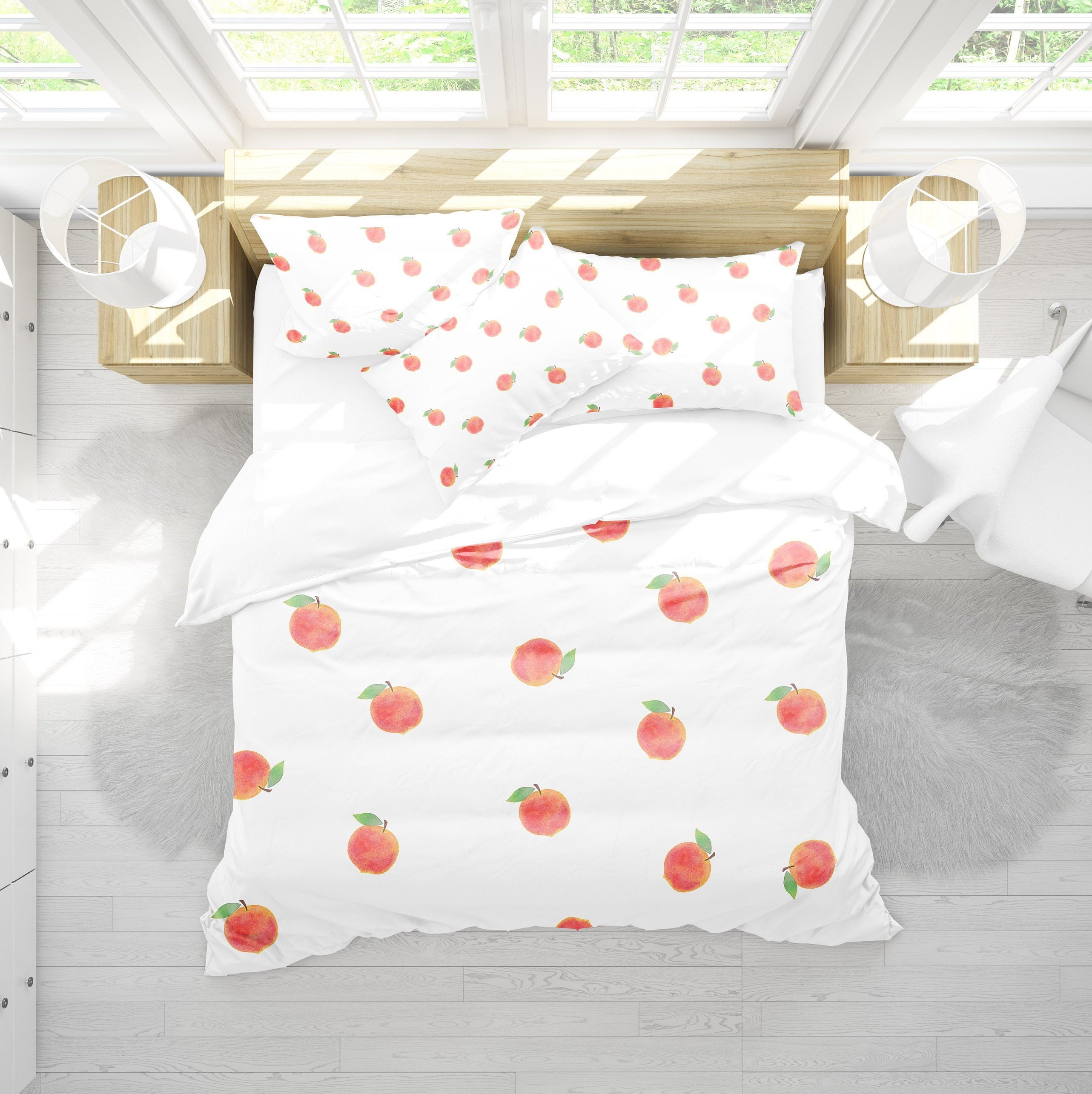 Peach bedding set peach bedding floral duvet cover Etsy