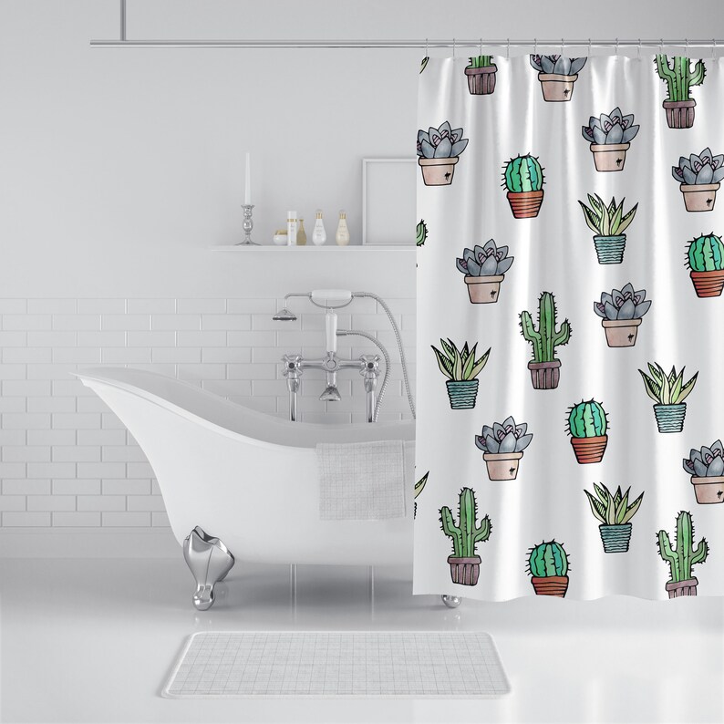 Cactus shower curtain cactus curtain cactus shower Etsy