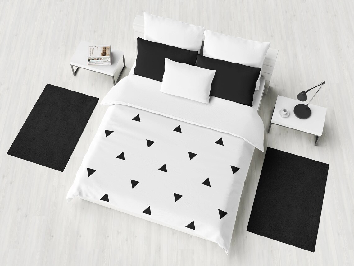 Black Triangles Duvet Cover duvet cover black and white Etsy