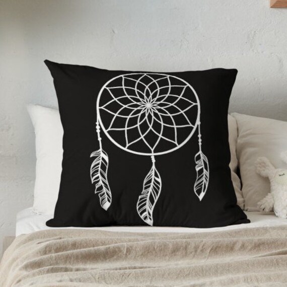 Dream catcher throw pillow black and white dream catcher Etsy