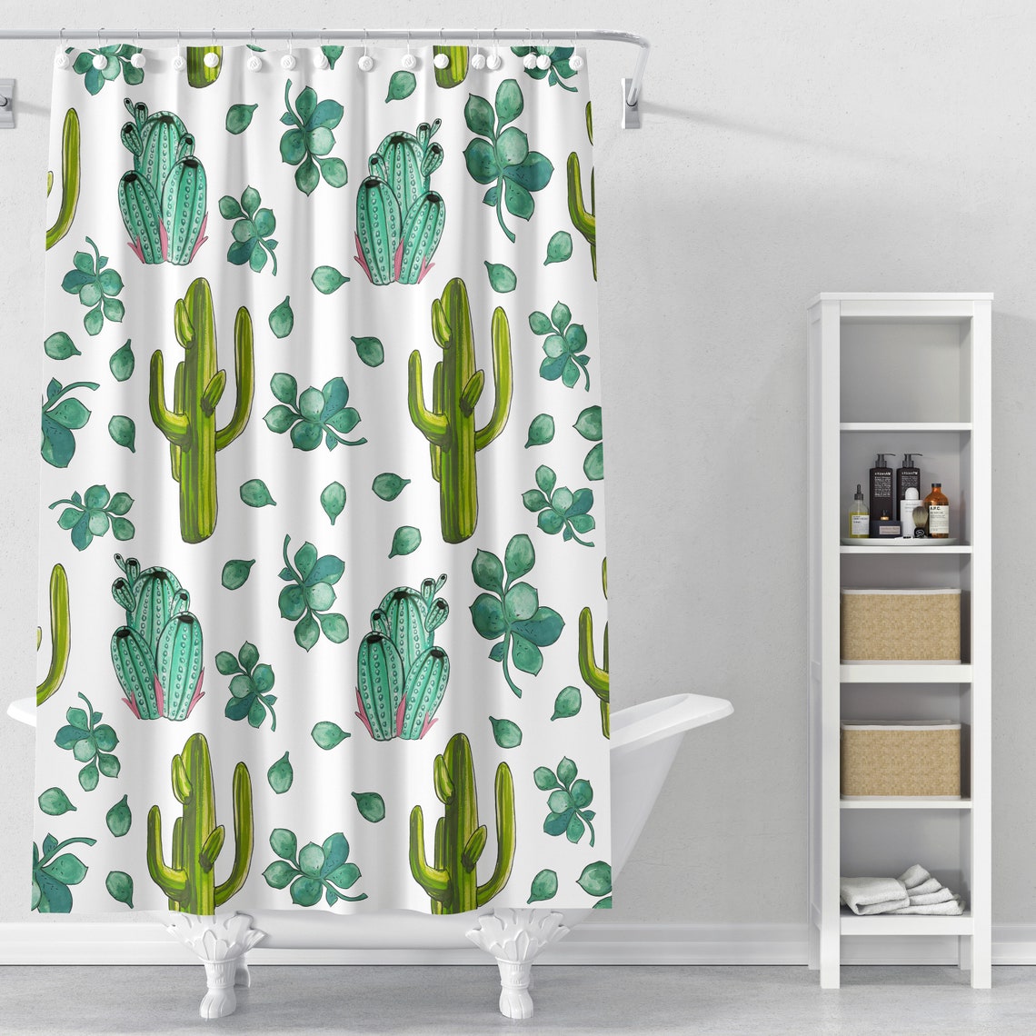 Cactus shower curtain shower curtain cactus cactus Etsy