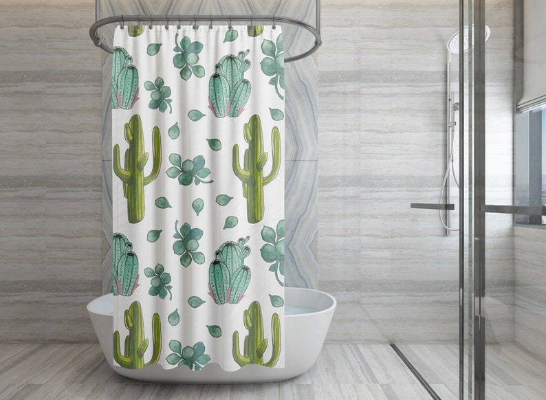 Cactus shower curtain shower curtain cactus cactus Etsy