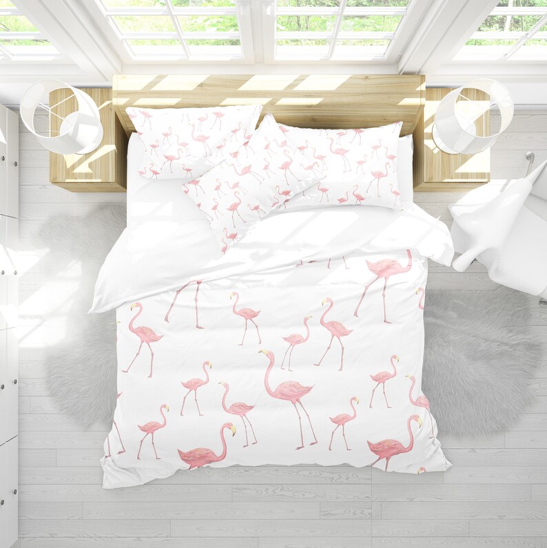 Flamingo Bedding Set Pink Baby Duvet Cover Pillowcase Pillow Sham Flamingos