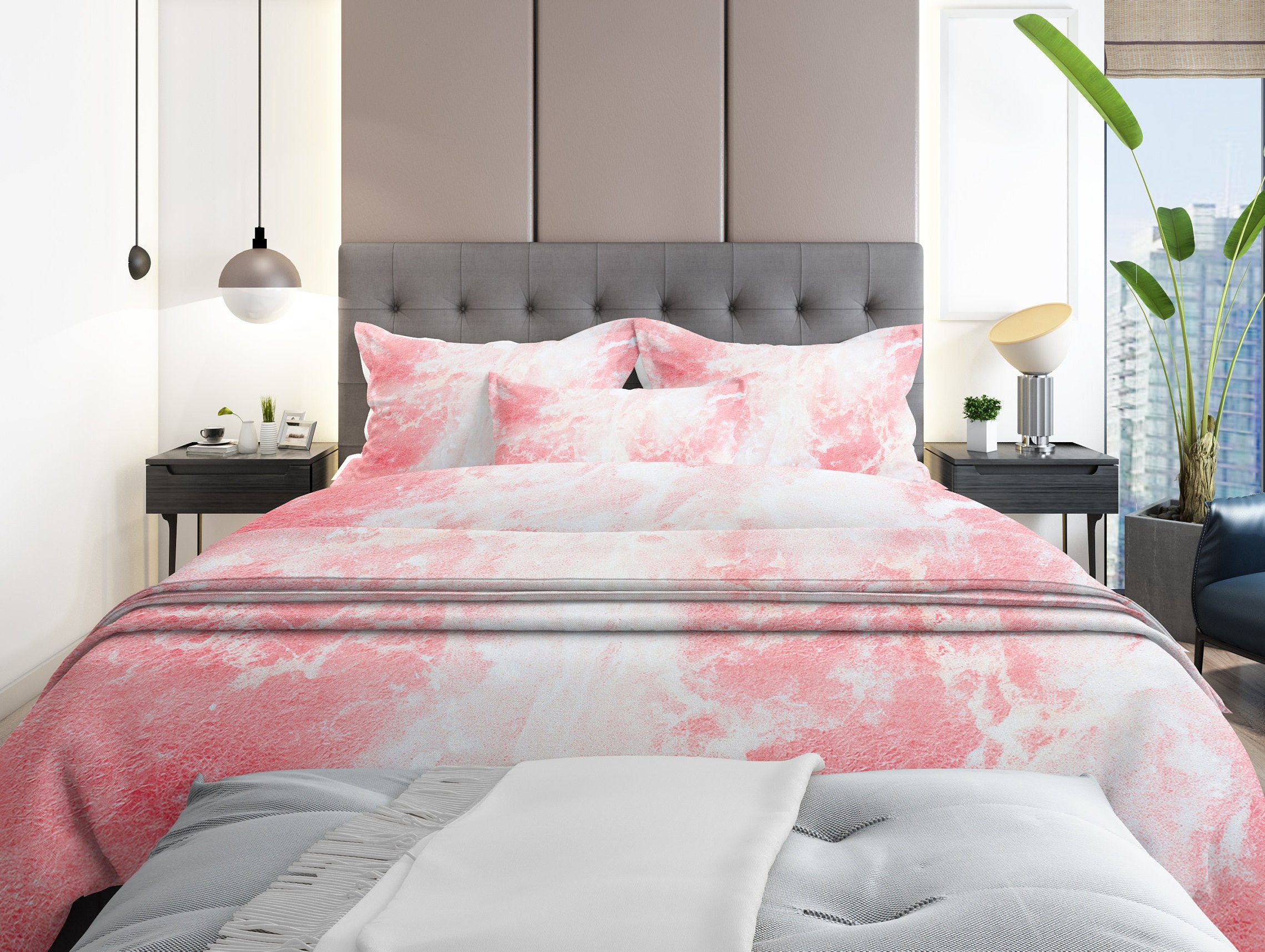 Pink Marble bedding set marble bedding pink marble Etsy