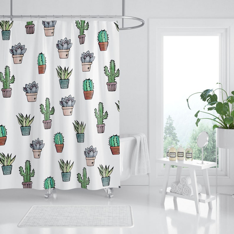 Cactus shower curtain cactus curtain cactus shower Etsy