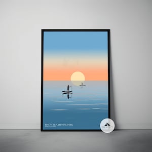 Biscayne National Park Travel Poster, Jones Lagoon, Mid Century Travel Poster, Minimalist Abstract Art, National Park Print, Florida Art