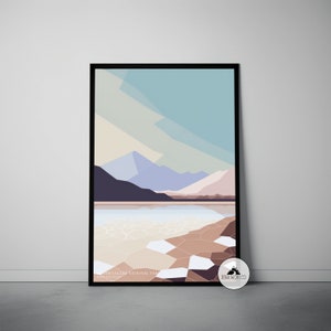 Death Valley Abstract Travel Poster, Mid Century Travel Poster, Minimalist Art, National Park Print, California Art, Badwater Basin Poster