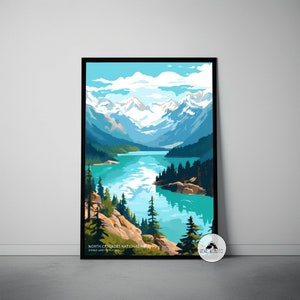 North Cascades National Park Travel Poster, Diablo Lake Vista Point Mid Century Minimalist Travel Poster Print, National Park Abstract Print