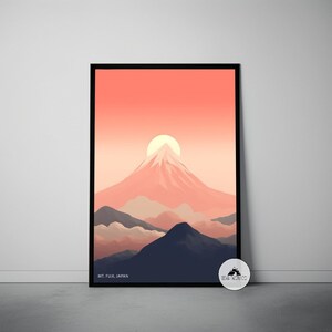 Mount Fuji Japan Poster, Japan Mt. Fuji Mid Century Retro Print, Minimalist Modern Abstract Japan Art Decor, Modern Mount Fuji Poster Print