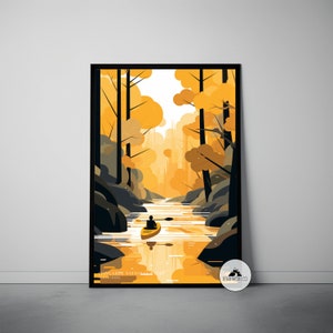 Congaree National Park Travel Poster, Cedar Creek Print, Mid Century Retro Travel Poster, Minimalist Abstract Art, National Park Print Decor