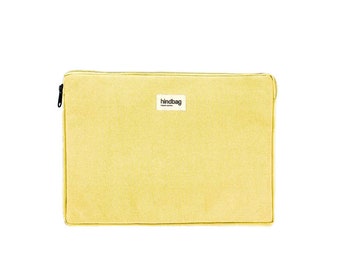 Laptop sleeve, pastel yellow, organic cotton