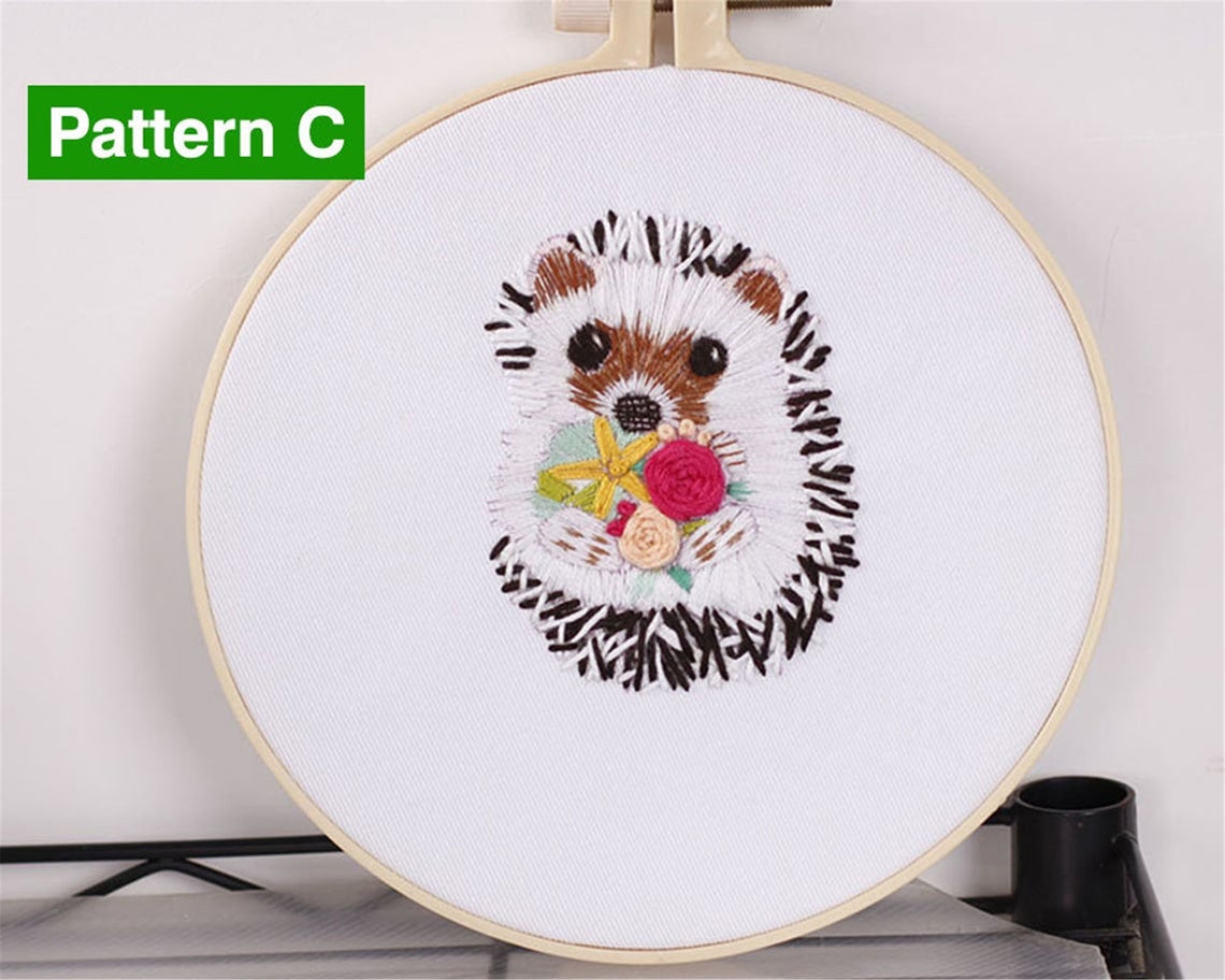 Animal Embroidery kit Art Cute Animal Sewing KitDIY Hand Etsy