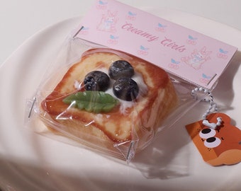 Blueberry French Toast Taba Squishy Toy, Cute Dessert Stress Reliever, Handmade Squishies for Kids Adults