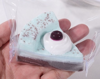 Mint Chocolate Cake Slice Taba Squishy Toy, Cute Dessert Stress Reliever, Handmade Squishies for Kids and Adults