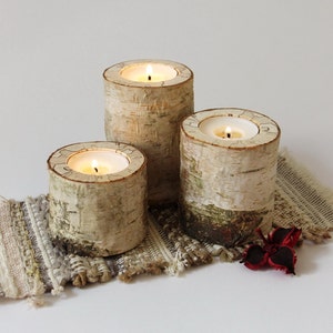 Portacandele in legno, Portacandele rustico in betulla, Portacandele in legno, Portacandele in legno, Decorazioni rustiche, Decorazioni rustiche per matrimoni, Bambino del bosco