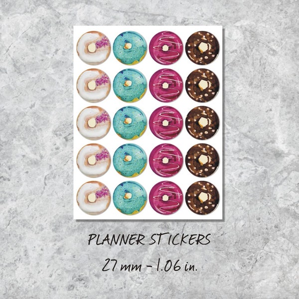 Runde Sticker, Donut-Aufkleber, Aquarell Aufkleber, Donut-Aufkleber, Aufkleber, Erin Condren, glücklich Planner, 27mm, 1,06 In.