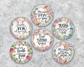 Bible Verse Fridge Magnets, Bible Pinback Buttons, Inspirational Pin, Motivational Magnets, Bible Verse Gift, Christian Gift, Religious Gift