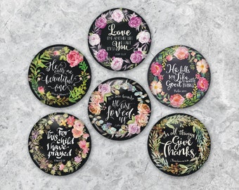 Bible Verse Fridge Magnets, Bible Pinback Buttons, Inspirational Pin, Motivational Magnets, Bible Verse Gift, Christian Gift, Religious Gift