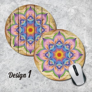 Chakra-Mandala-Mousepad, spirituelle Maus-Pad, geometrische Maus-Pad, Jahrgang Mousepad, runden Pad, Büroeinrichtung, Schreibtisch Accessorry, fünf Designs