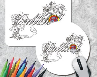 Swear Coloring Mousepad Adult Mouse Pad Bullsht Art Therapy Word