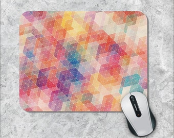 Geometric Mousepad, Watercolor Triangles Mouse Pad, Custom Mousepad, Argyle Mouse Mat, Abstract Mousepad, Custom Mouse Pad, Personalized