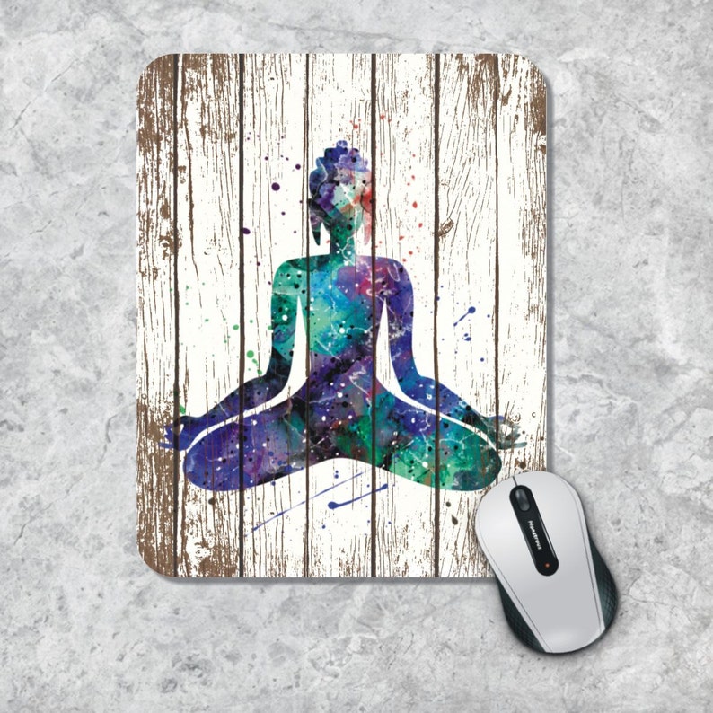 Buddha Mousepad Yoga Art Mouse Pad Watercolor Mouse Mat Etsy