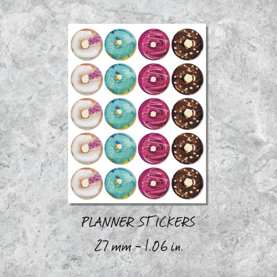 round planner stickers donut stickers watercolor stickers etsy