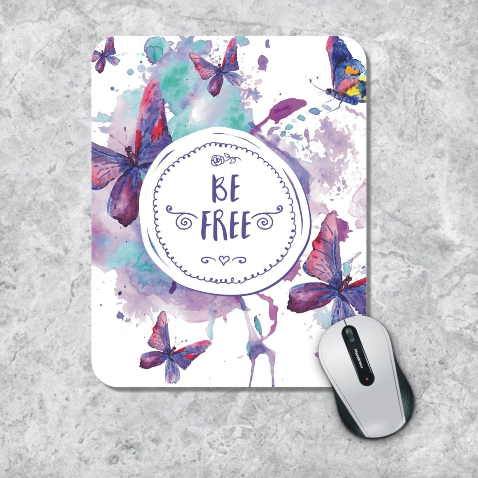 Quote Mousepad Be Free Mouse Pad Watercolor Mouse Mat Etsy