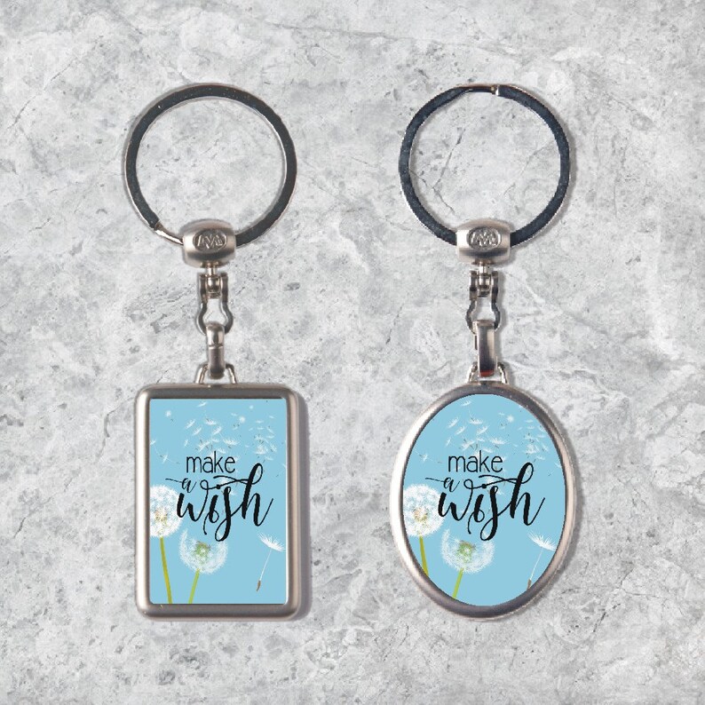 Quote Keychain Make a Wish Keyring Dandelion Keyring Metal Etsy