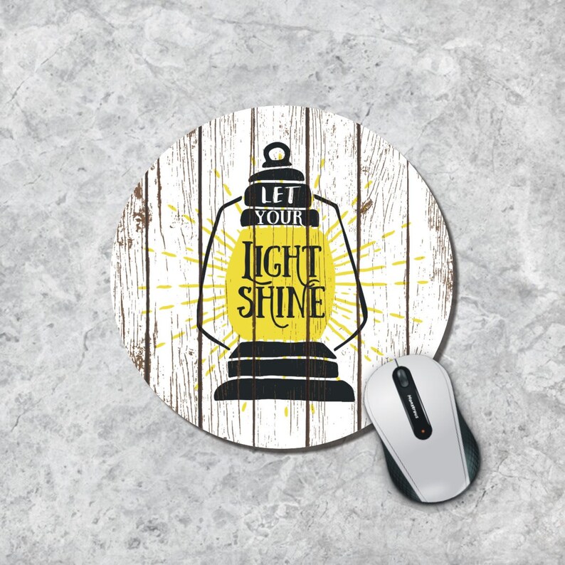Quote Mousepad, Let Your Light Shine , Oil Lamp Mouse Pad, Watercolor Mouse Mat, Round Mouse Pad, Custom Mousepad, Inspirational Quote Pad image 5