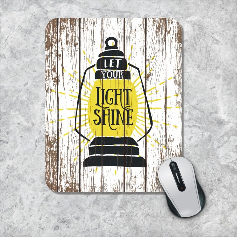 Quote Mousepad, Let Your Light Shine , Oil Lamp Mouse Pad, Watercolor Mouse Mat, Round Mouse Pad, Custom Mousepad, Inspirational Quote Pad image 3