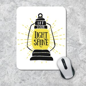 Quote Mousepad, Let Your Light Shine , Oil Lamp Mouse Pad, Watercolor Mouse Mat, Round Mouse Pad, Custom Mousepad, Inspirational Quote Pad image 2