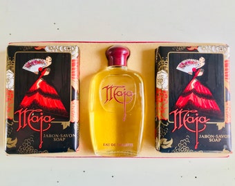 PERFUME MAJA MYRURGIA set de 2 jabones y Eau de Toilette 30 ml Fragancia Rareza perfume de señora Vintage 1960