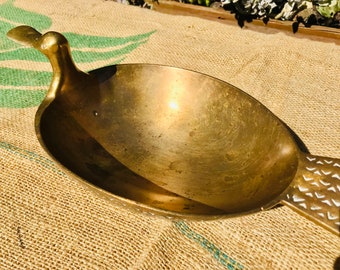 GRAN CUENCO con forma de PATO bandeja de bronce vintage servicio de mesa fuente para servir de metal tazón 1950s mid century boho chic