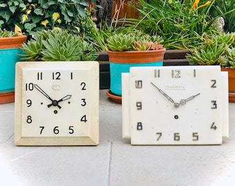 RELOJES DE PARED Art Deco mecánicos años 1930 con agujas Art Deco Vedette y Japy frances para decoración industrial de cocina o despacho